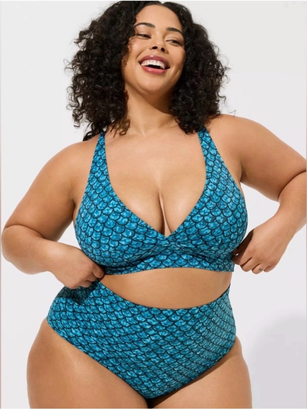 Torrid size 3 Teal Mermaid Scale Bikini Top - Women Swim